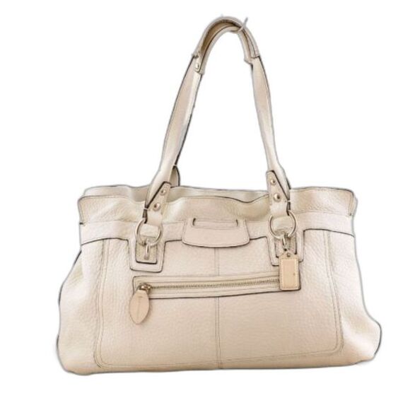 Coach Handbags - Coach Penelope Pebbled Leather Shopper Large Satchel Winter White Taupe F14682